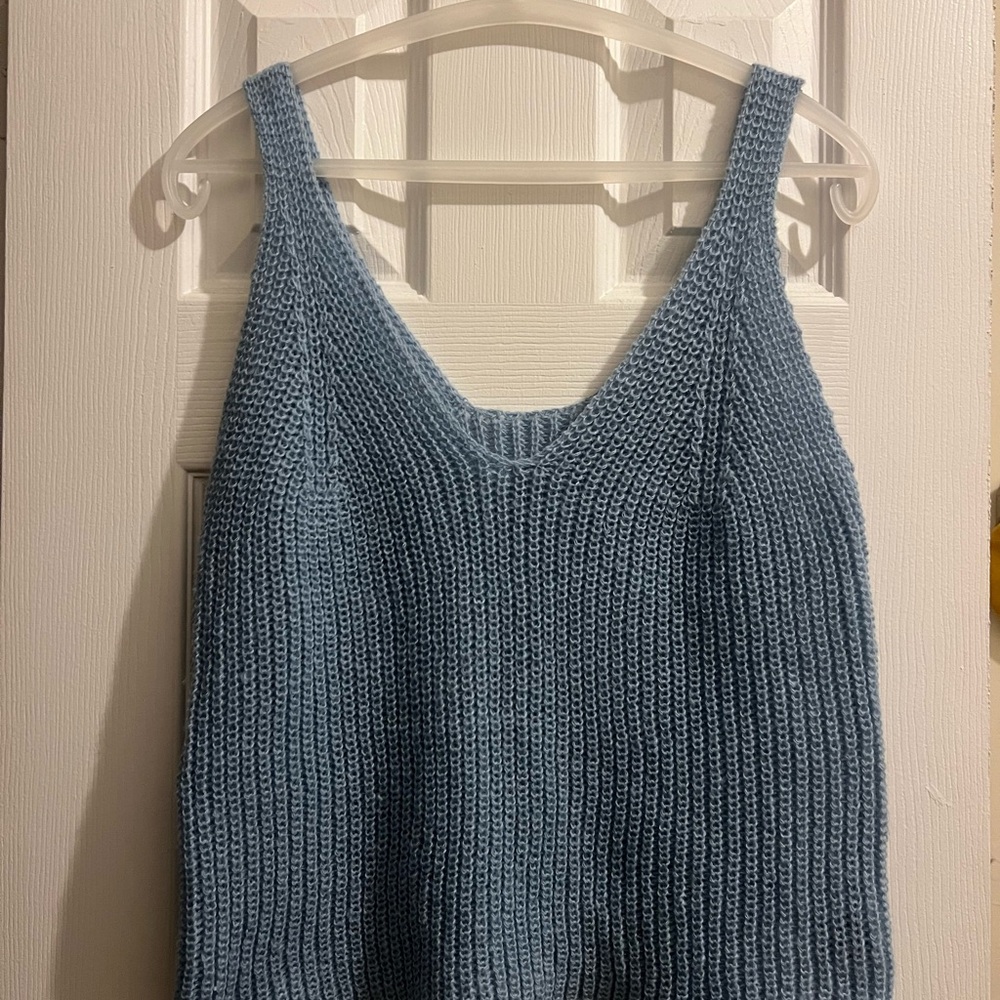 Blue Knit Tank Top